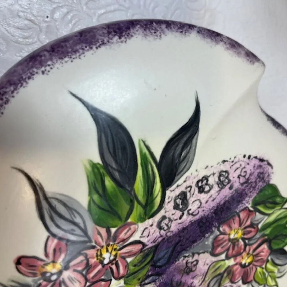 VTG Hand Painted 2 Piece Floral Ceramic Box w/Lid 9